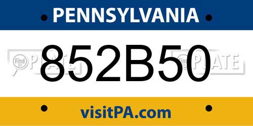 852B50 Pennsylvania License Plate