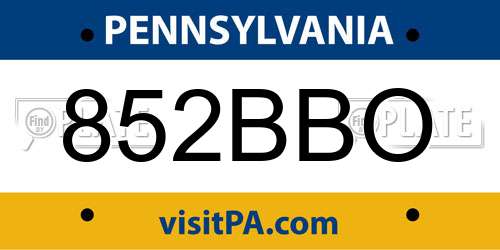852BBO Pennsylvania License Plate