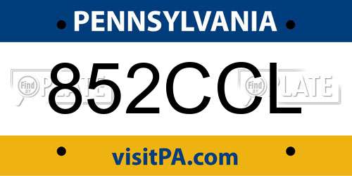 852CCL Pennsylvania License Plate