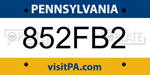 852FB2 Pennsylvania License Plate