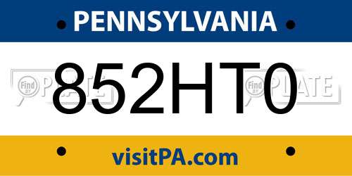 852HT0 Pennsylvania License Plate