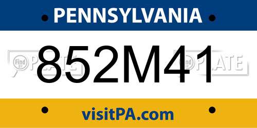 852M41 Pennsylvania License Plate