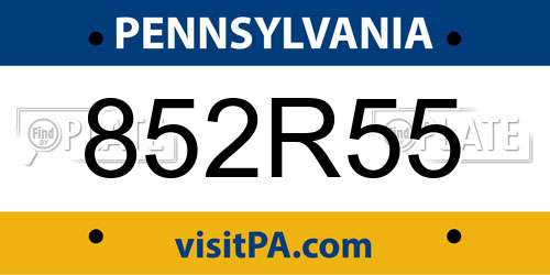 852R55 Pennsylvania License Plate