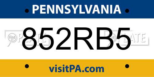 852RB5 Pennsylvania License Plate