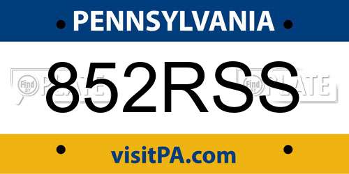 852RSS Pennsylvania License Plate