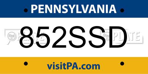 852SSD Pennsylvania License Plate