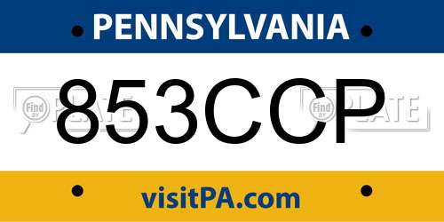 853CCP Pennsylvania License Plate