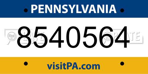 8540564 Pennsylvania License Plate