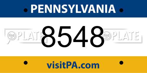 8548 Pennsylvania License Plate