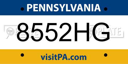 8552HG Pennsylvania License Plate
