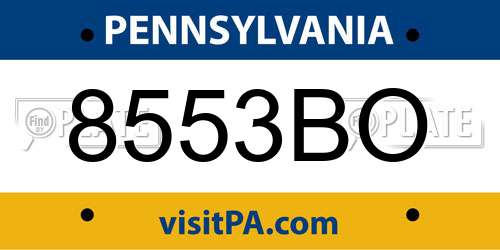 8553BO Pennsylvania License Plate