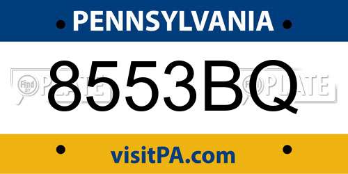 8553BQ Pennsylvania License Plate