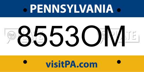 8553OM Pennsylvania License Plate