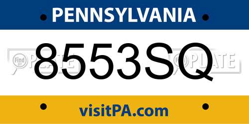 8553SQ Pennsylvania License Plate
