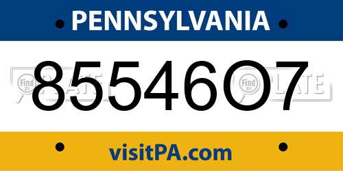 85546O7 Pennsylvania License Plate
