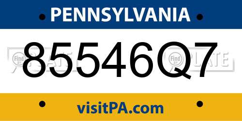 85546Q7 Pennsylvania License Plate