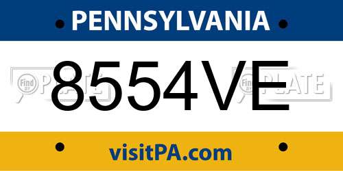 8554VE Pennsylvania License Plate
