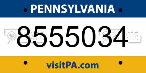 8555034 Pennsylvania License Plate