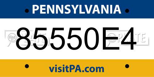 85550E4 Pennsylvania License Plate