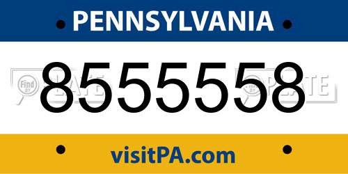 8555558 Pennsylvania License Plate