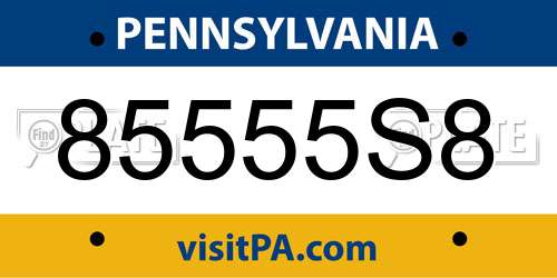 85555S8 Pennsylvania License Plate