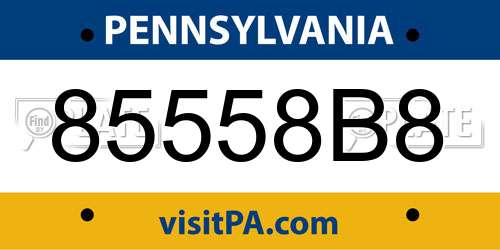 85558B8 Pennsylvania License Plate