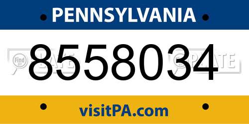 8558034 Pennsylvania License Plate
