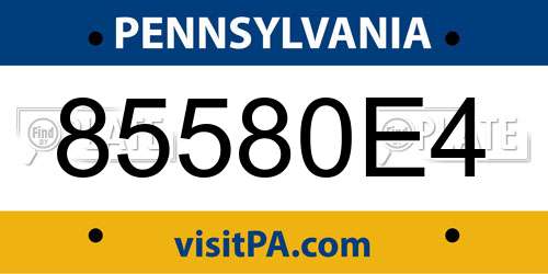 85580E4 Pennsylvania License Plate