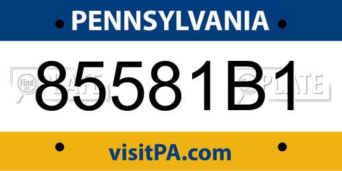 85581B1 Pennsylvania License Plate