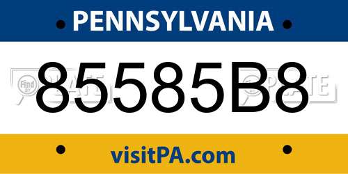 85585B8 Pennsylvania License Plate