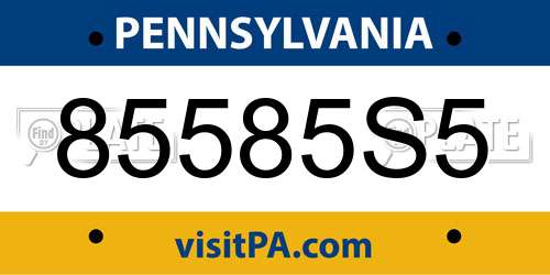 85585S5 Pennsylvania License Plate