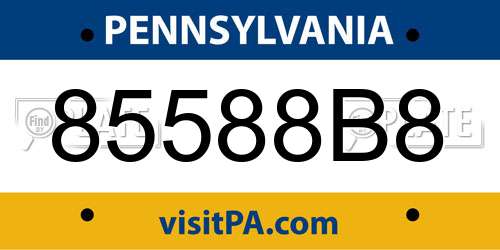 85588B8 Pennsylvania License Plate