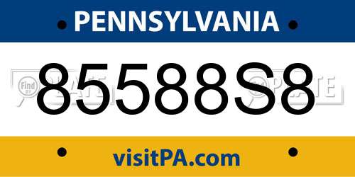 85588S8 Pennsylvania License Plate