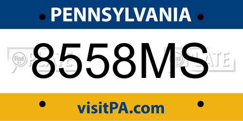 8558MS Pennsylvania License Plate