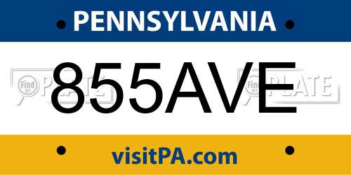 855AVE Pennsylvania License Plate