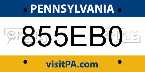 855EB0 Pennsylvania License Plate