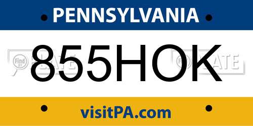 855HOK Pennsylvania License Plate