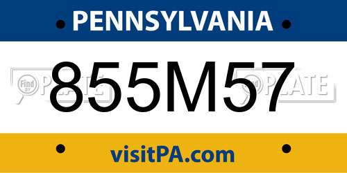 855M57 Pennsylvania License Plate