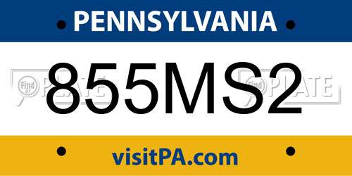 855MS2 Pennsylvania License Plate