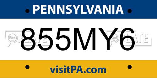 855MY6 Pennsylvania License Plate