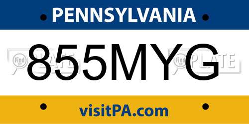 855MYG Pennsylvania License Plate