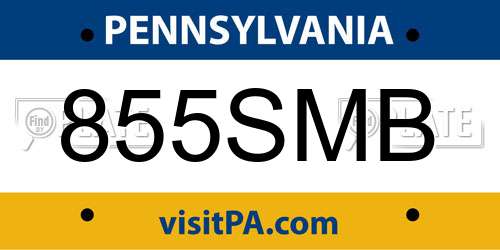 855SMB Pennsylvania License Plate
