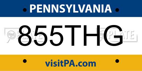855THG Pennsylvania License Plate