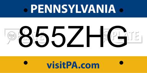 855ZHG Pennsylvania License Plate