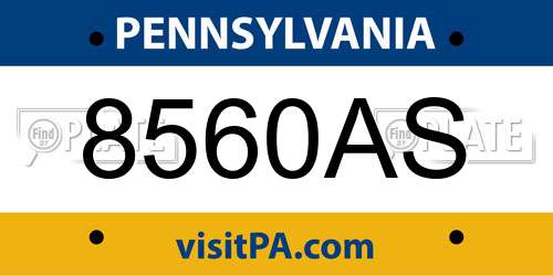 8560AS Pennsylvania License Plate