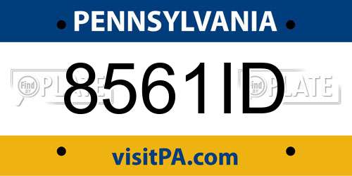 8561ID Pennsylvania License Plate