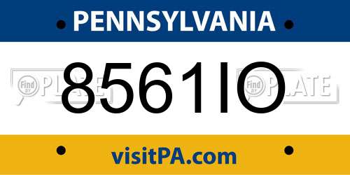 8561IO Pennsylvania License Plate