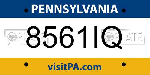 8561IQ Pennsylvania License Plate
