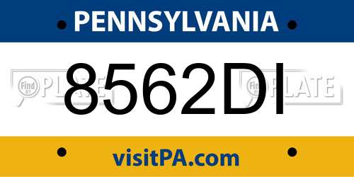 8562DI Pennsylvania License Plate