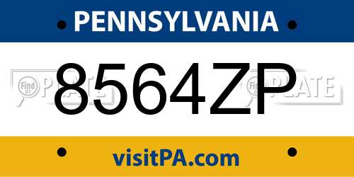 8564ZP Pennsylvania License Plate